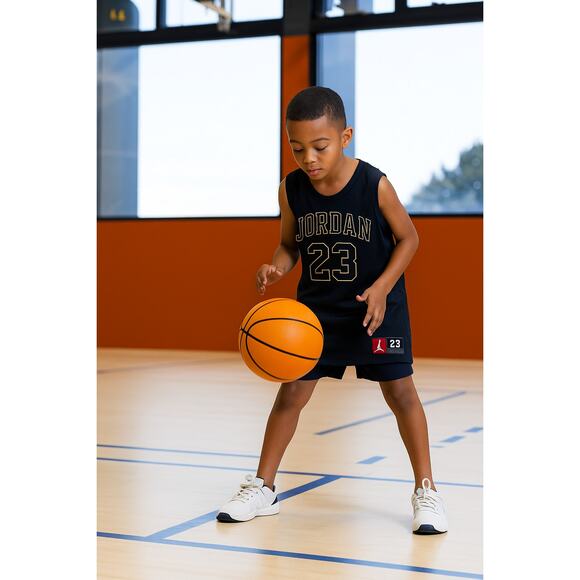 Kids Medium Michael Jordan #23 Jersey – Black & Gold Tank - Picture 1 of 4